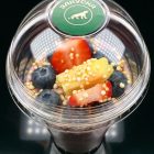 Плодово кисло мляко с фини овесени ядки, мака, чия, боровинки, ягоди, ананас и пуканки от чия