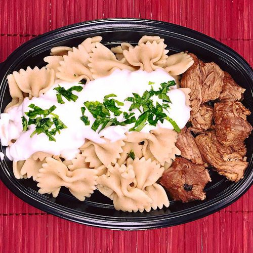 Телешко с пълнозърнеста БИО паста и диетичен сос