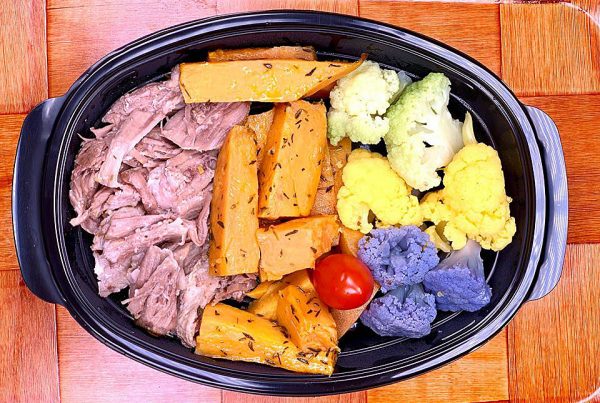 Пуешко със сладък картоф и цветен карфиол