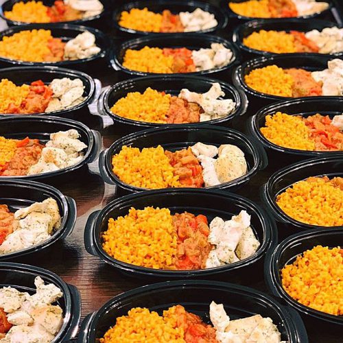 Пилешко филе с булгур и доматена манджа с патладжан и чушки