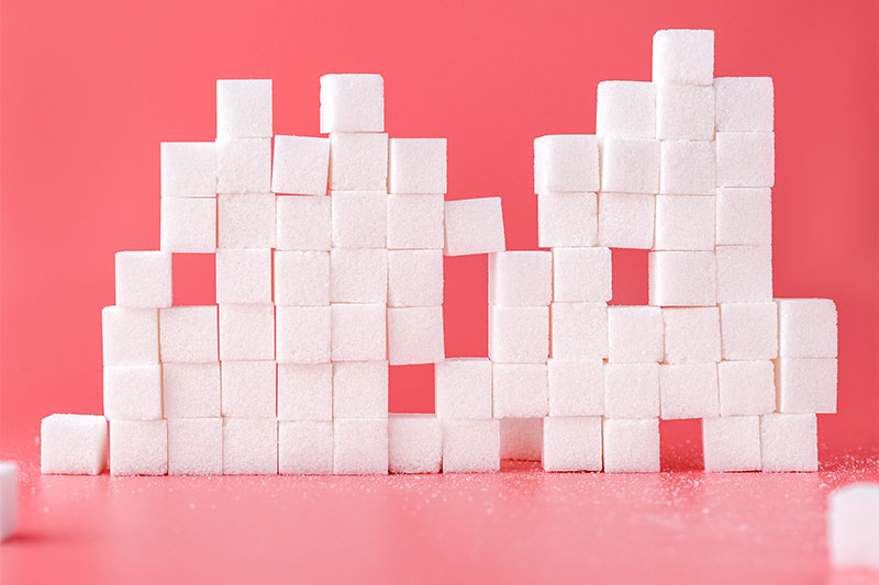 подредени бучки захар