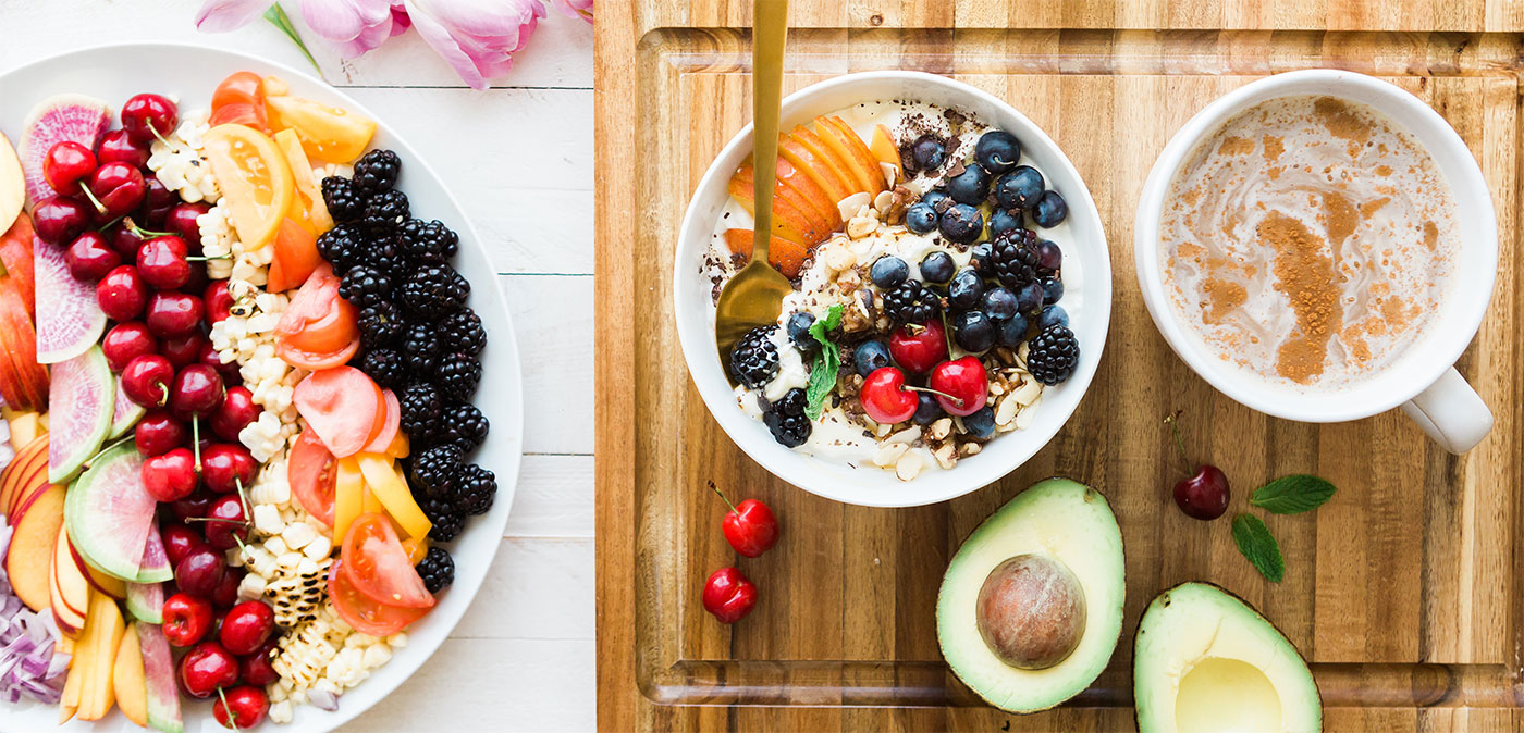 здравословни хранителни продукти - плодове и авокадо